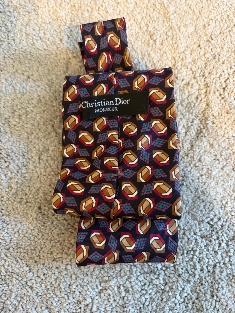 Christian Dior Geometric Pattern Silk Tie
